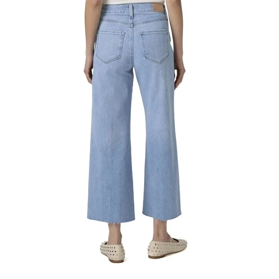 Paige Jeans 26 Petite Anessa Cropped Wide Leg Denim High Rise Hipster Trousers - Image 4