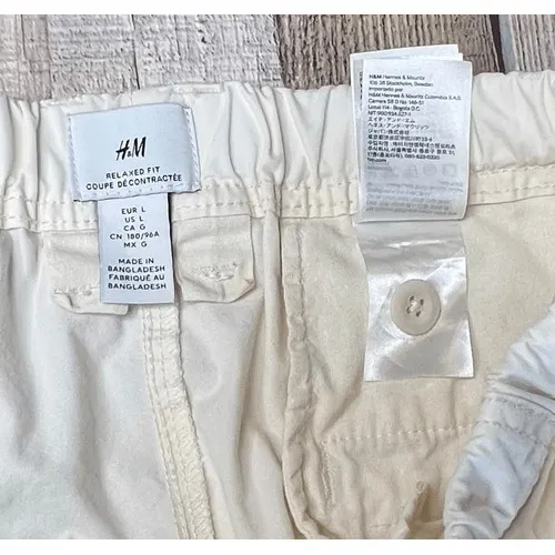 H&M Relaxed Fit Cream Tapered Chino Slacks Pants‎ LARGE Normcore Casual - Image 9