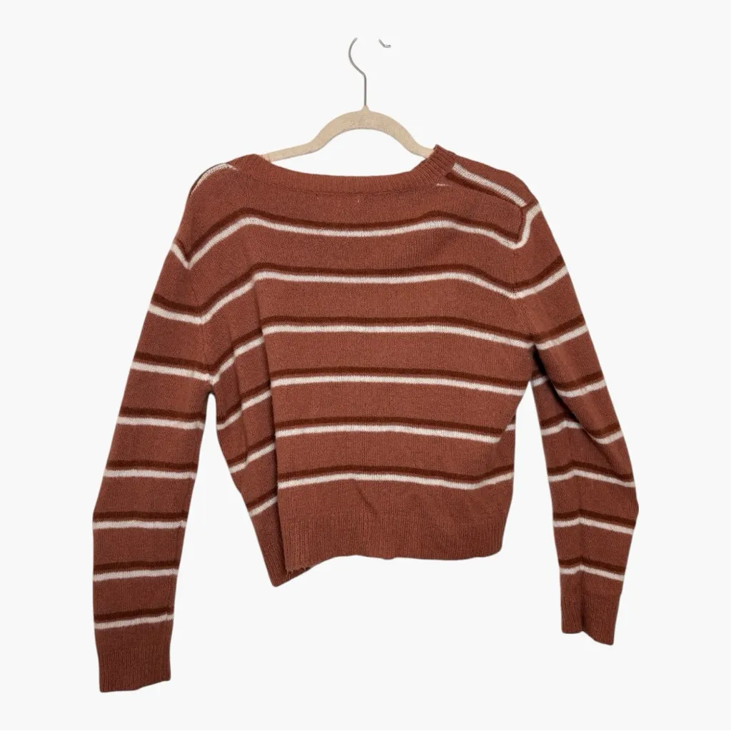 Emory Park Mauve Pink Striped Cropped Knit Sweater Size Smal - Image 3