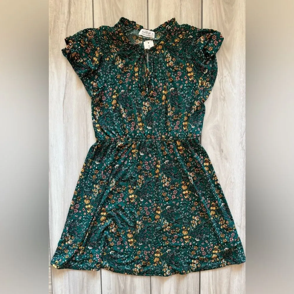 Kaileigh Genesis Knit Floral Tie Neck Dress Green Large Petite NWT STITCH FIX - Image 2