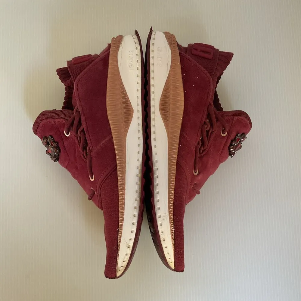 PUMA Women’s Burgundy Jewel Embellished Rhinestone Sneakers Size 8.5 - Image 8