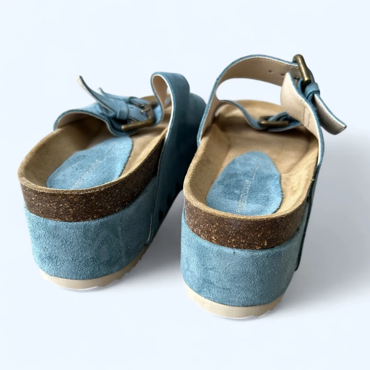 Intentionally Blank Free People Rule Breaker Flatform Sandals Blue Suede sz 41 - Image 10