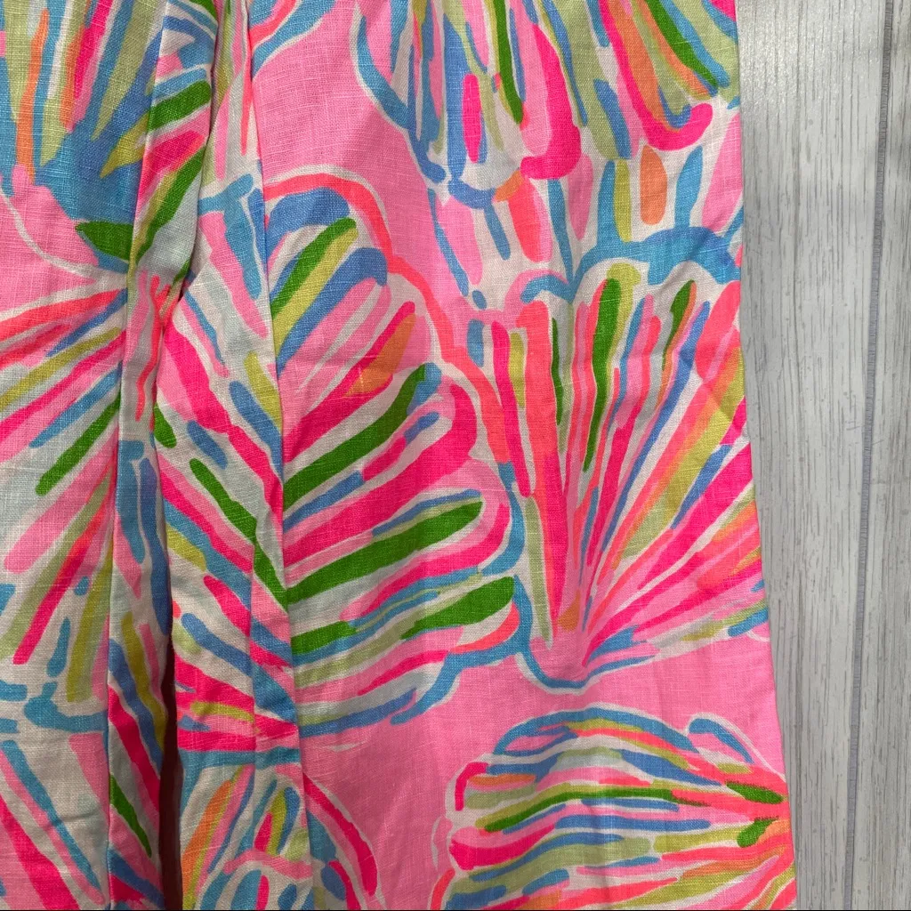 Lilly Pulitzer Linen Beach Pant In Pink Pout Shellabrate size S Small - Image 9