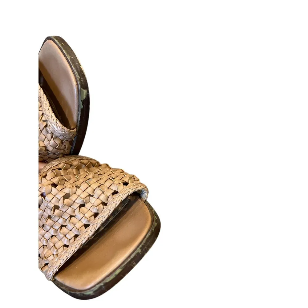 MARC FISHER Women Woven‎ Tan JEREMY Sandals Gold Spike studs Slides 8 M Read - Image 5