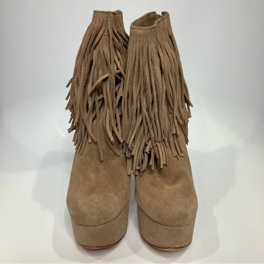 Schutz tan fringe leather‎ platform heels women’s size U.S. 7 party western - Image 2