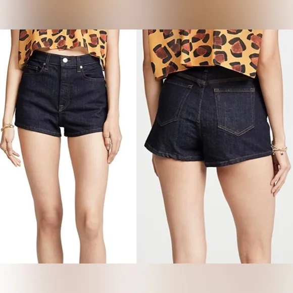 BLDWN Baldwin Bri Abyss Short Denim Shorts High Waist Size 24 NEW - Image 2