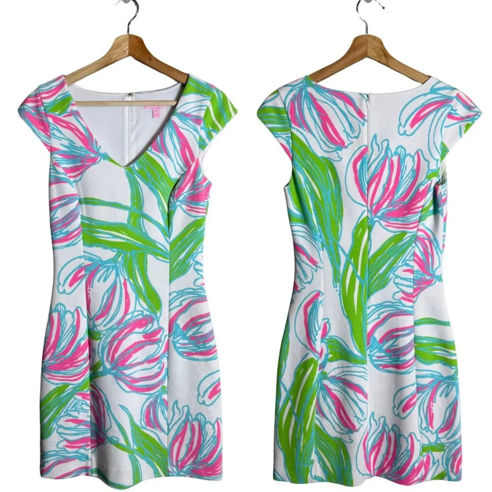 Lilly Pulitzer Ring the Bellboy Floral Shift Dress Women's Small Tulips Colorful - Image 2