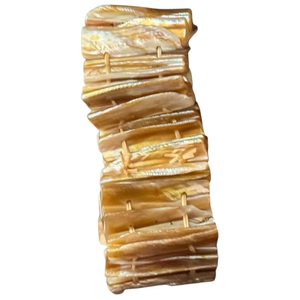 Natural Tan Shell Stretchy Beach Coastal Style Fashion Jewelry Bracelet - Image 2