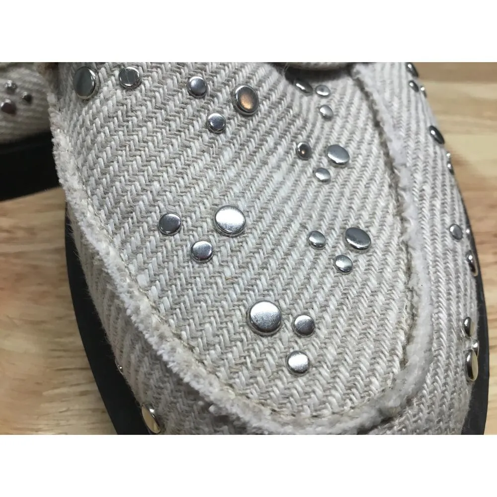 Ganni Platform Moccasins Loafers Women's 5 White Black Studded Slip-On Flats - Image 8