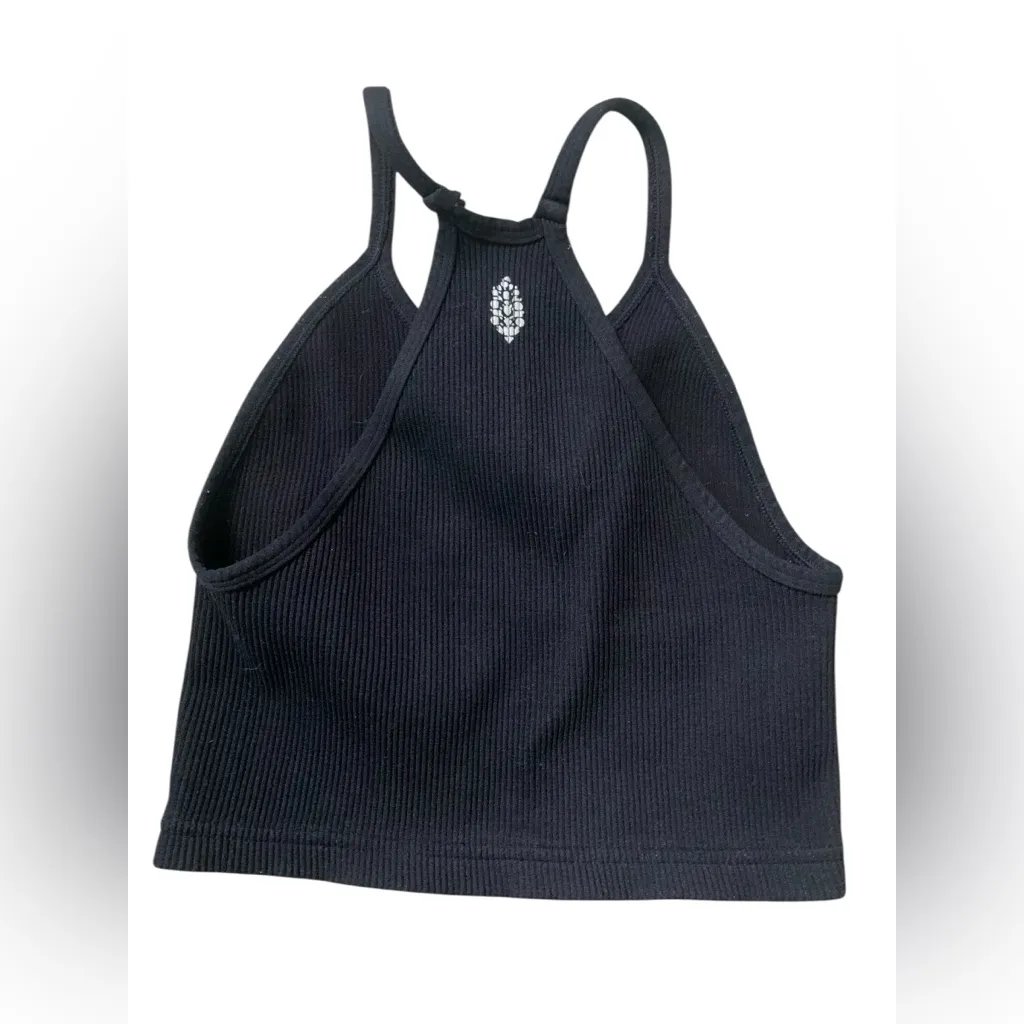 Free People Movement Happiness Runs Sz XS/S Black Ribbed Halter Crop Top - Image 4