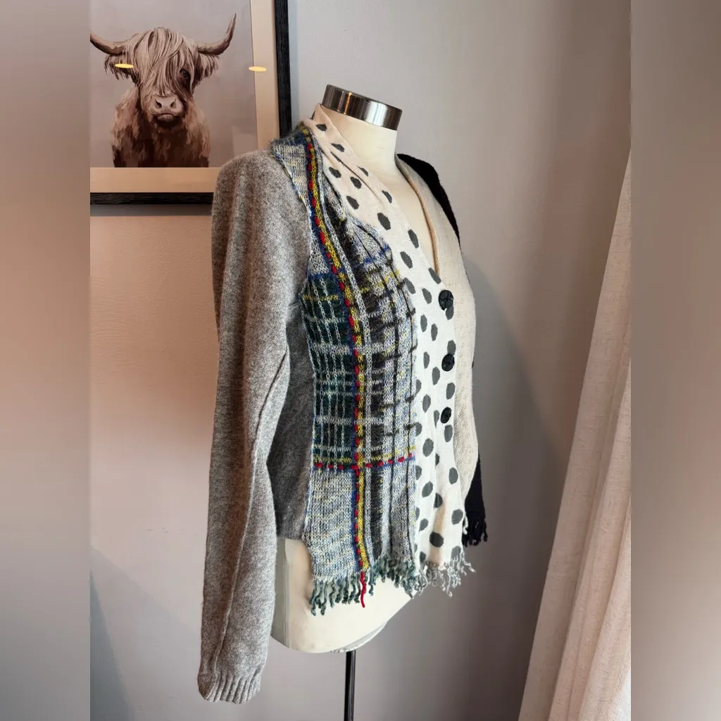 Anthropologie Charlie and Robin  Multi Color Wool Scarf Cardigan Sweater - Image 5