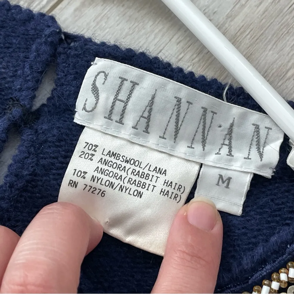 Shannan vtg Lambswool Angora Beaded Embellished Sweater Blue (medium) costume - Image 3