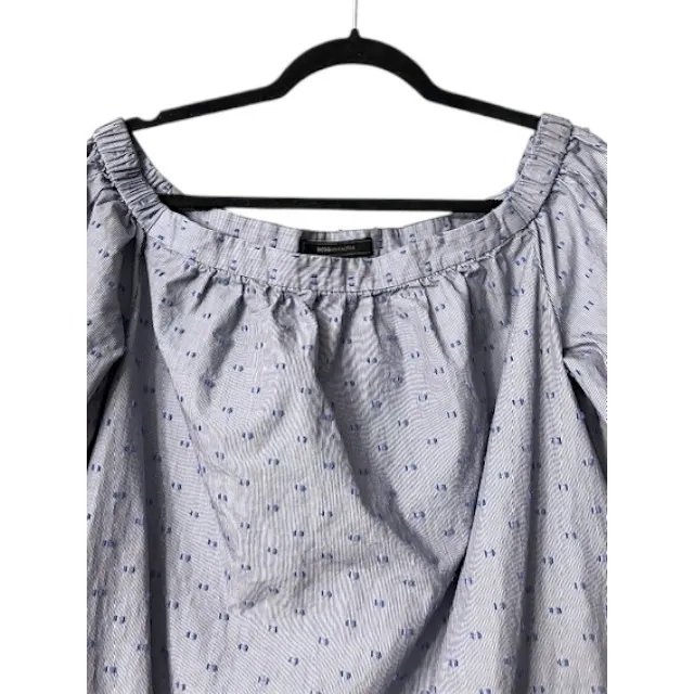 Off Shoulder Blue Cotton Dress M Romantic‎ Prairie Cottagecore Coastal Feminine - Image 15