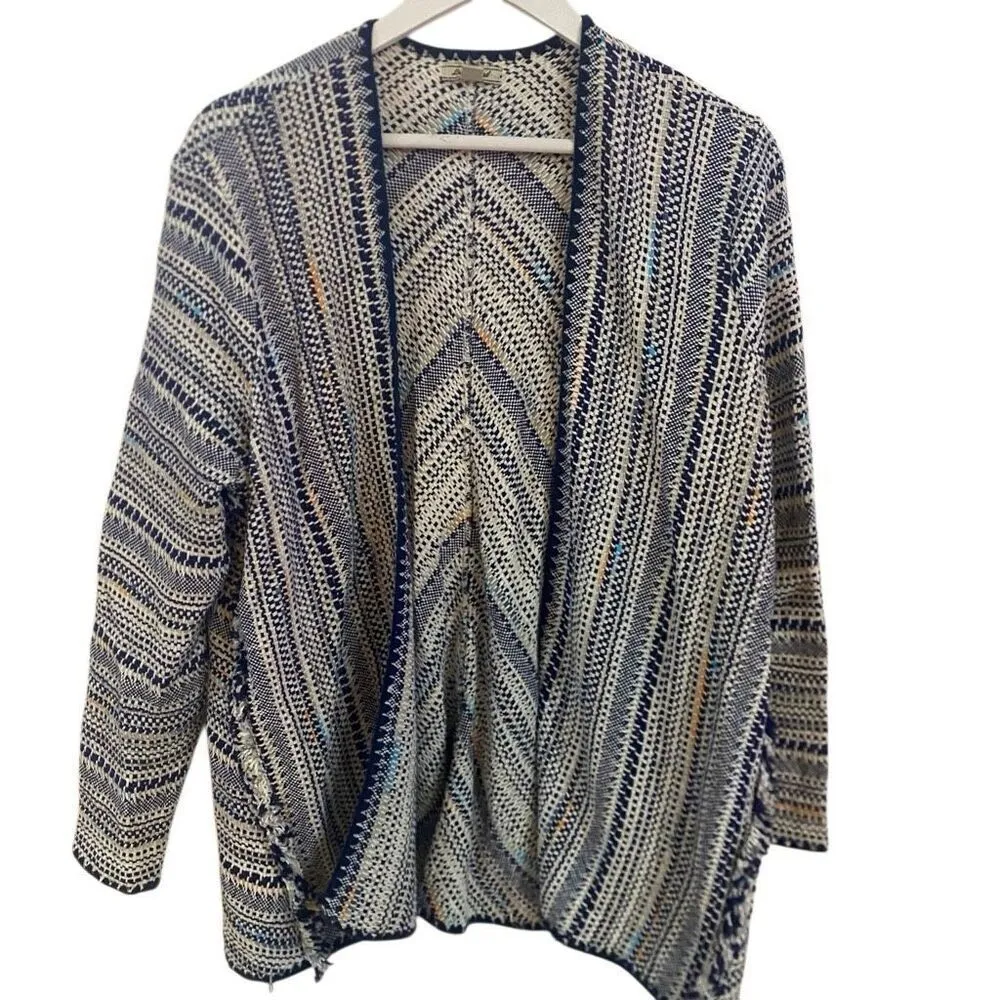 Lucky Brand Pottery Cardigan Large, Open Front with Raw Tassel Hem Trim, Woven - Image 4