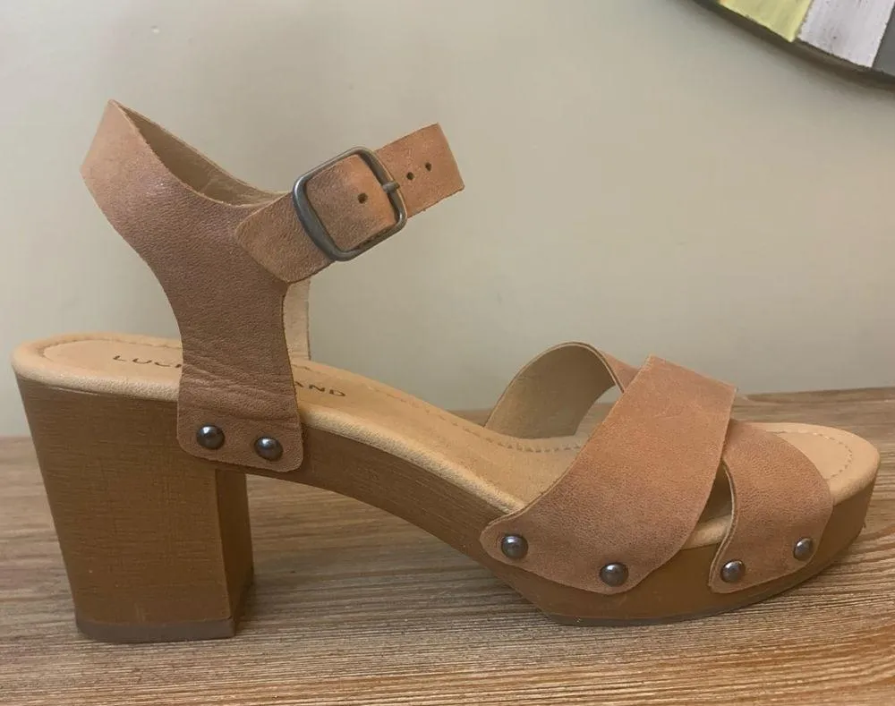 HAIDLEE BROWN - TAN LEATHER SANDALS SIZE 9 MED - Image 5