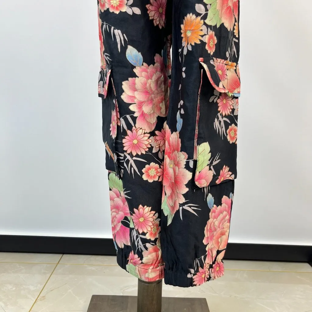 NWOT Johnny Was Biya Cargo Floral Pull on Multicolor Pockets Casual Pants Sz S - Image 7