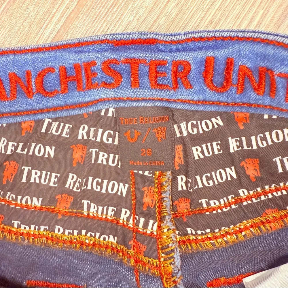 Manchester United true religion fade wash blue denim skinny jeans size 26 pants - Image 4