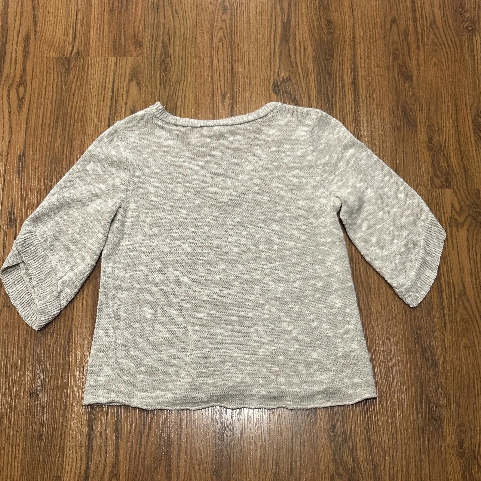 Eileen Fisher Sweater Womens Petite Small Linen Blend V-Neck Beach Open Knit - Image 6