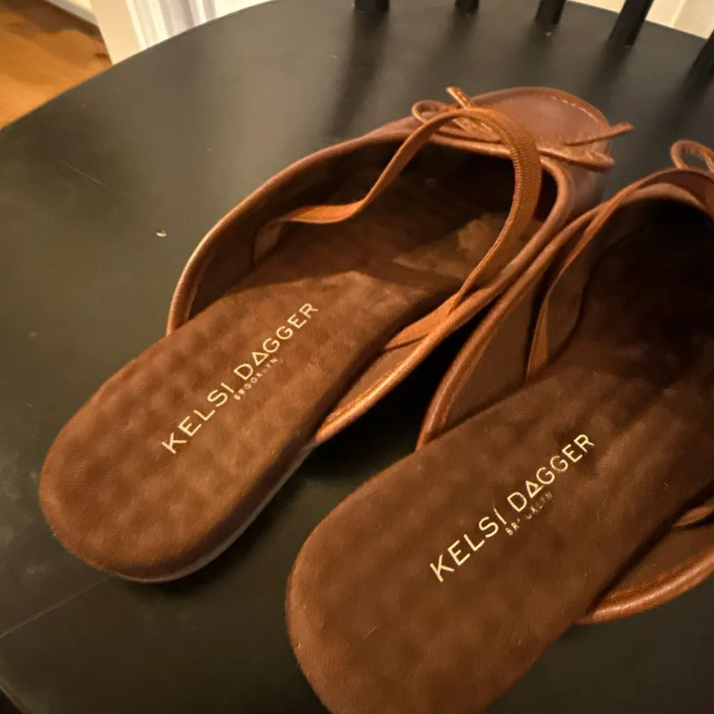 Kelsi Dagger  square toe chocolate brown flats size with strap 6 - Image 5