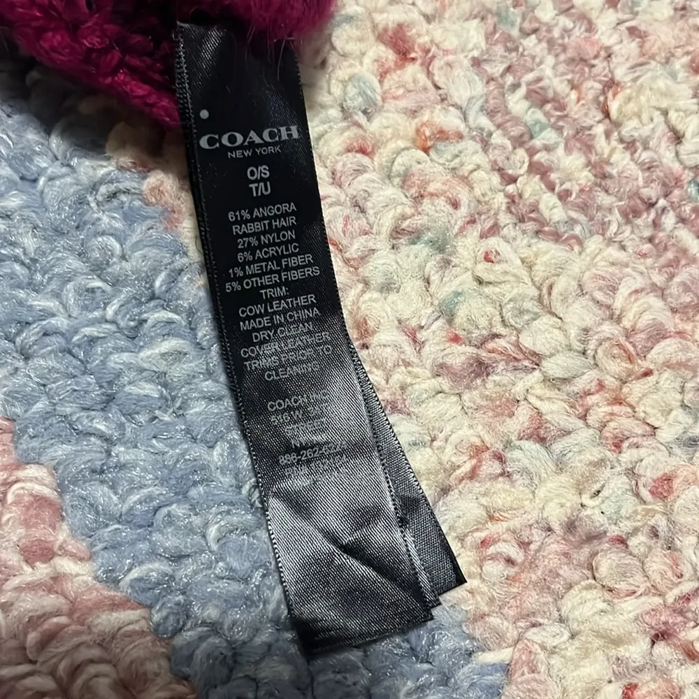 COACH Ocelot Angora Tech Touch Gloves in Cranberry - Image 4