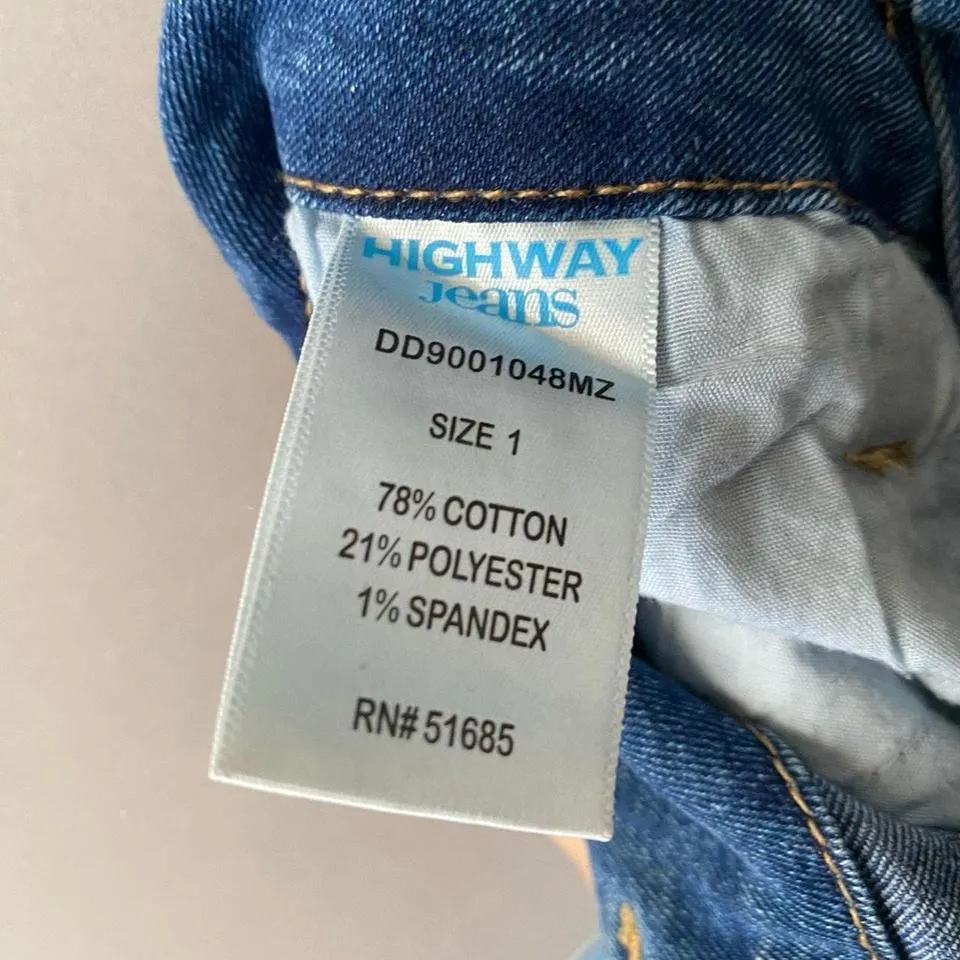 Highway Jeans sz 1 (juniors) paper bag waist‎ blue jean pants - Image 6