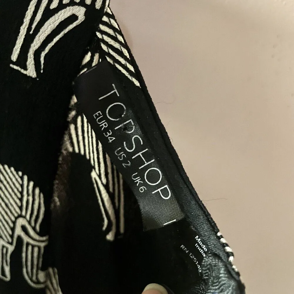 TopShop Black Elephant Print Bar Back Mini Dress Size 2 EUC - Image 6
