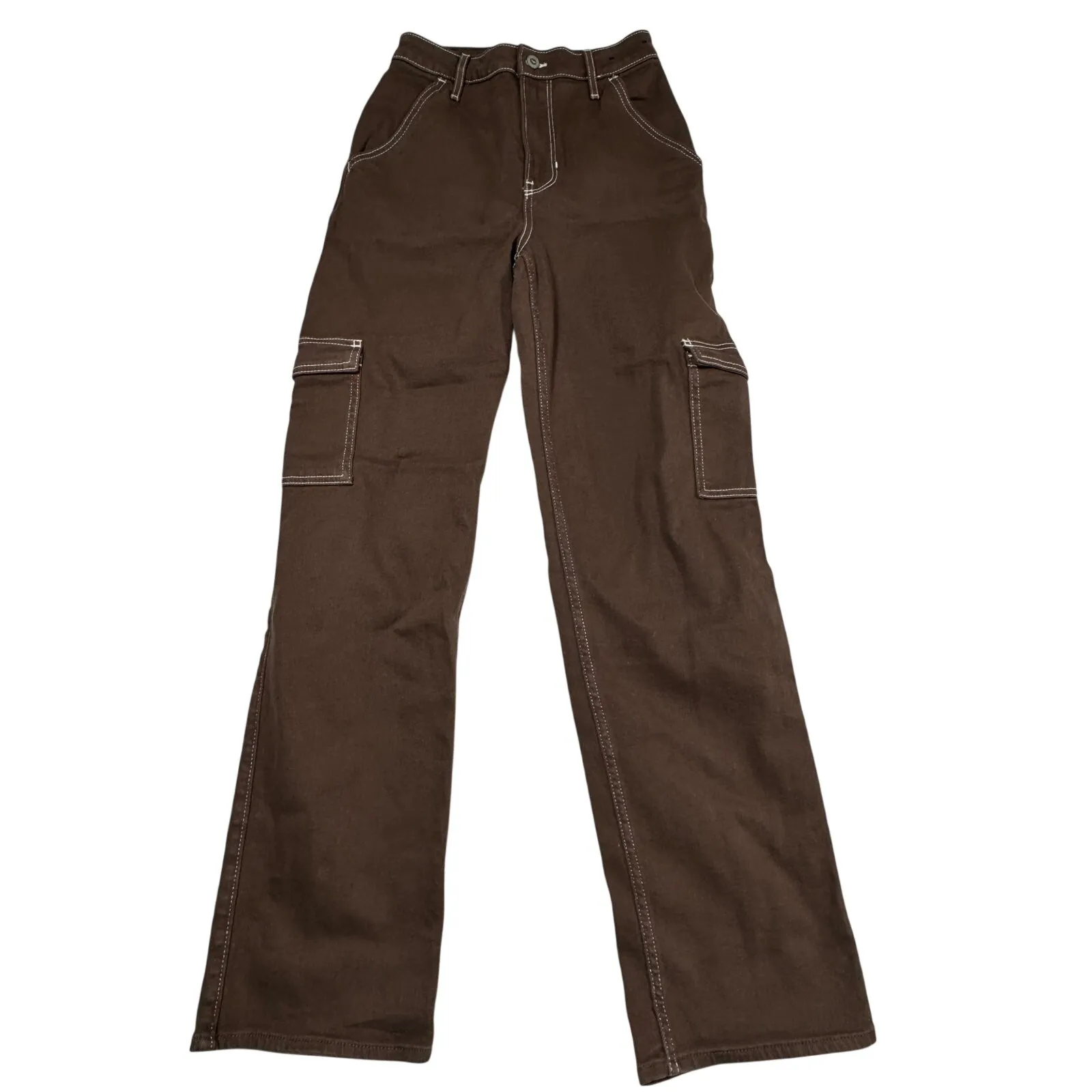 Hollister Women's Brown Ultra High Rise Dad Jean‎ Cargo Pants Women's 0 Reg (24) - Image 2