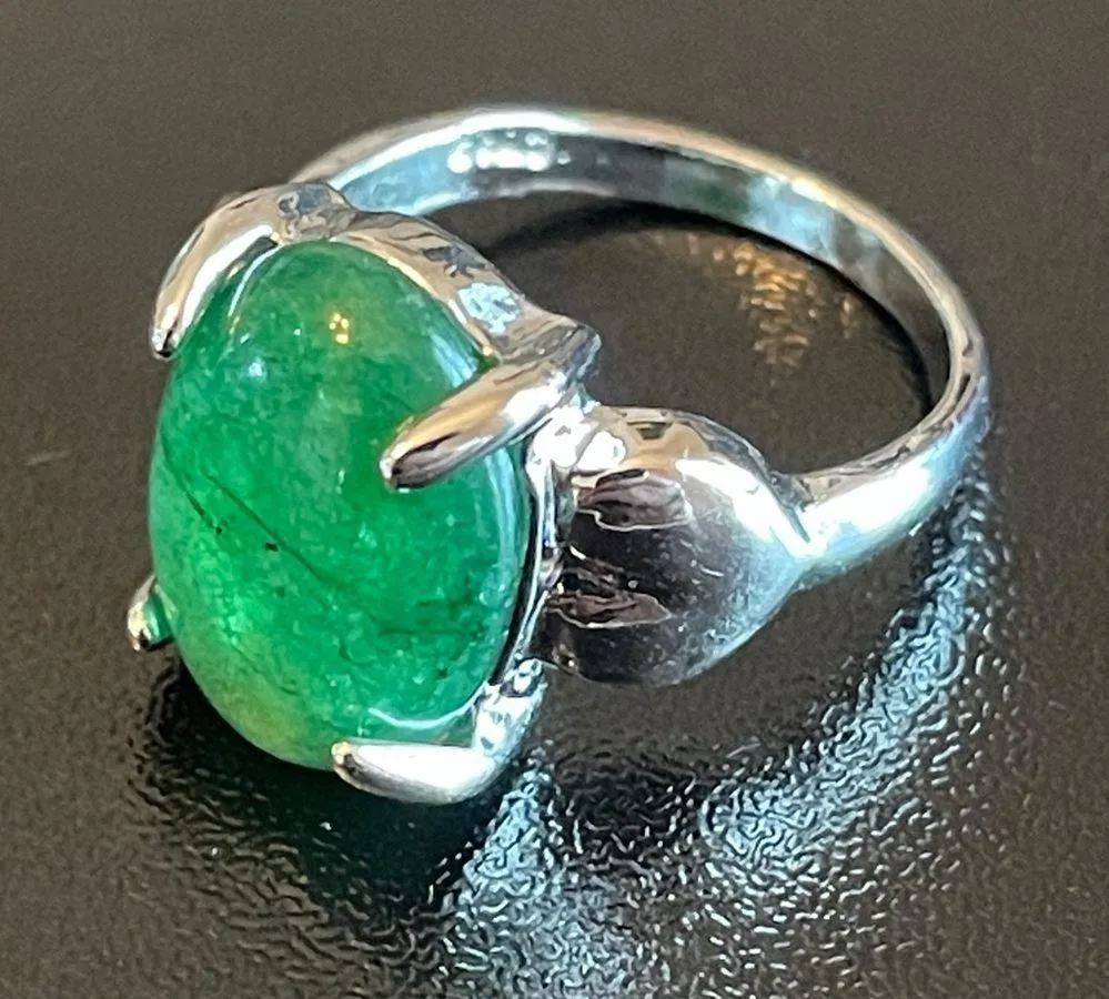 Green jade S925 silver ring size 5.5 - Image 3