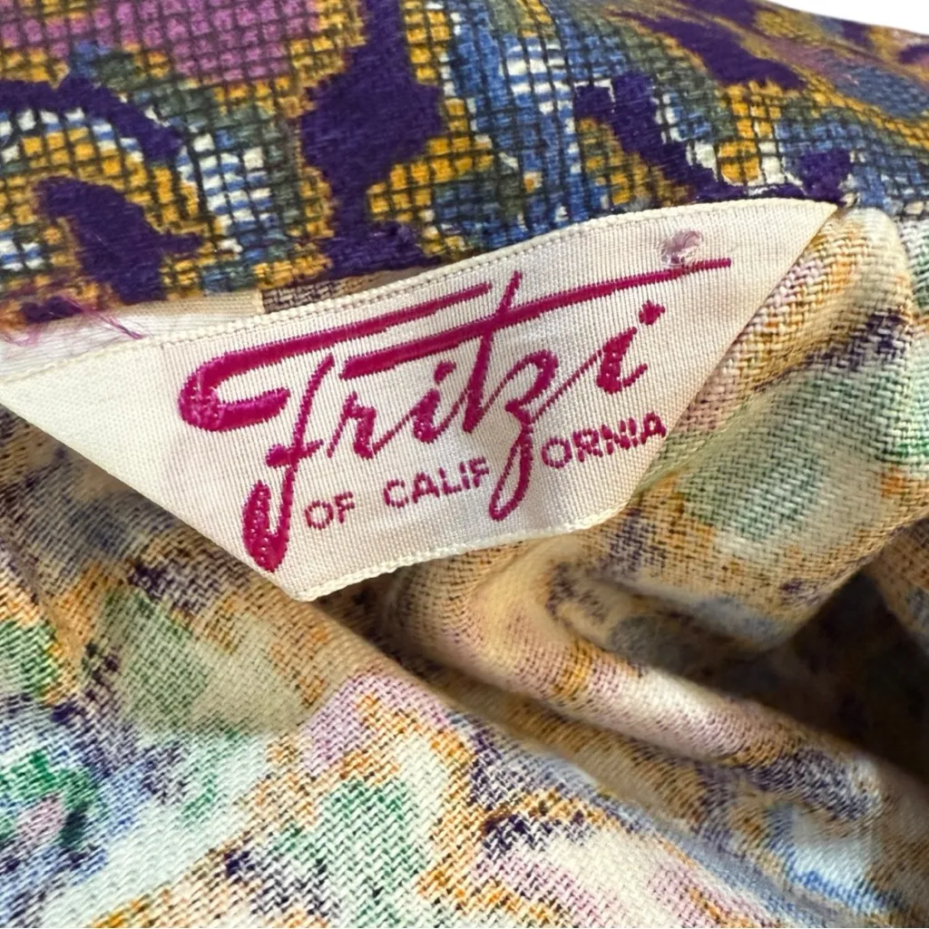 Vintage Fritzi of California Floral Ecru Print BoutiqueTapestry Maxi Skirt Green Size XS - Image 5