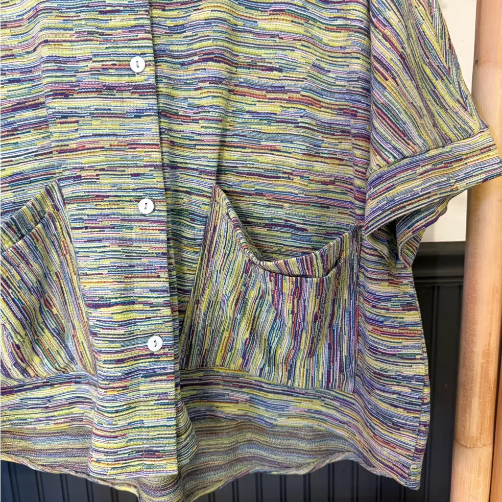 Kozan 2 Piece Colorful Striped Button Up Top & Lantern Pull On Pants Set M/L ๐งก๐ Yellow Size undefined - Image 3