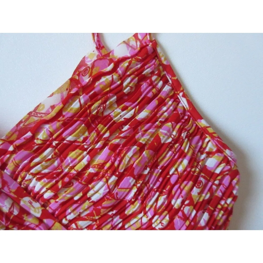 NWT Banana Republic Strappy Crossover Orange Print Shirred Fit & Flare Dress 2 - Image 3