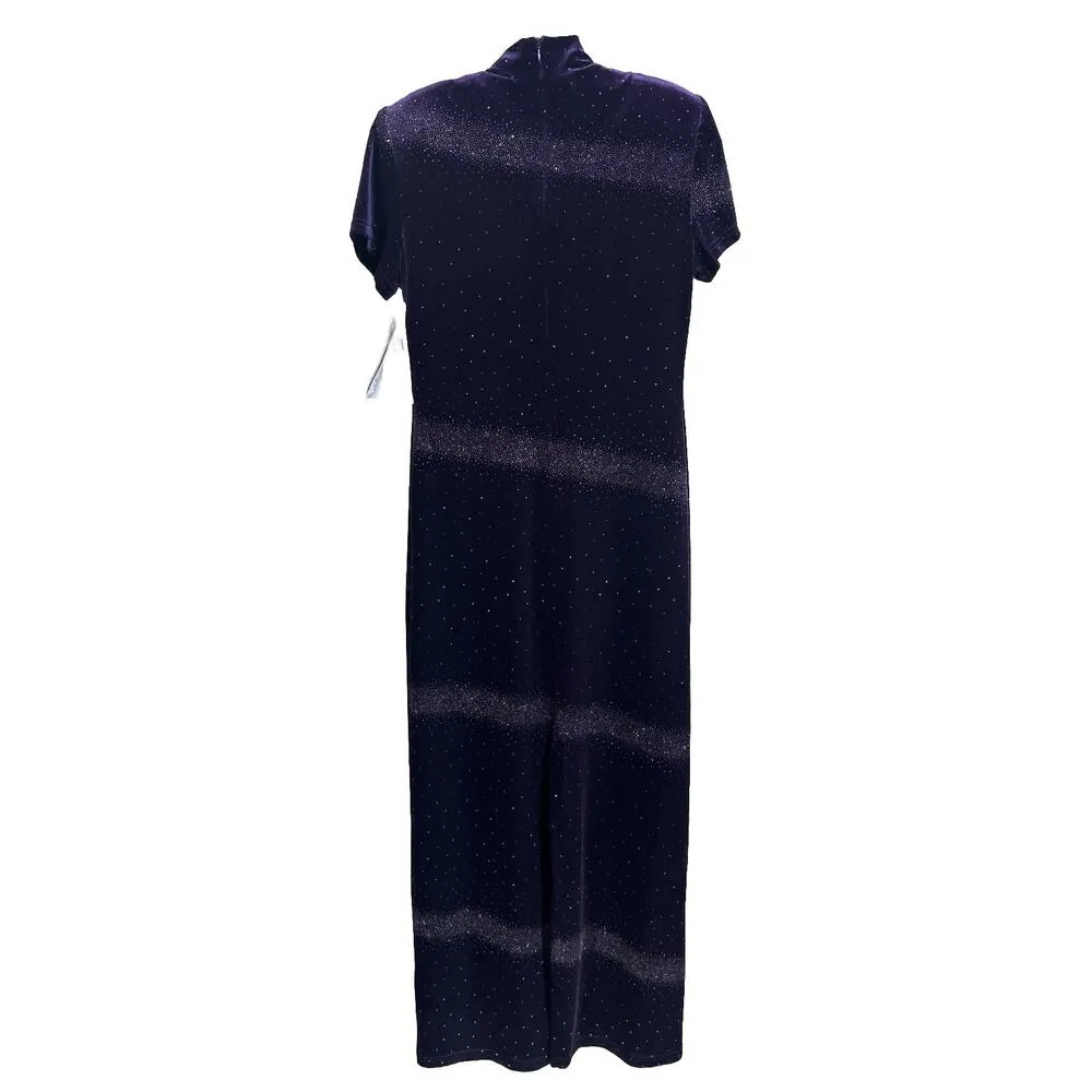 Vintage 90s Y2K Jessica Howard Purple Velvet Maxi Dress 8 Fairy Witchy Party - Image 2