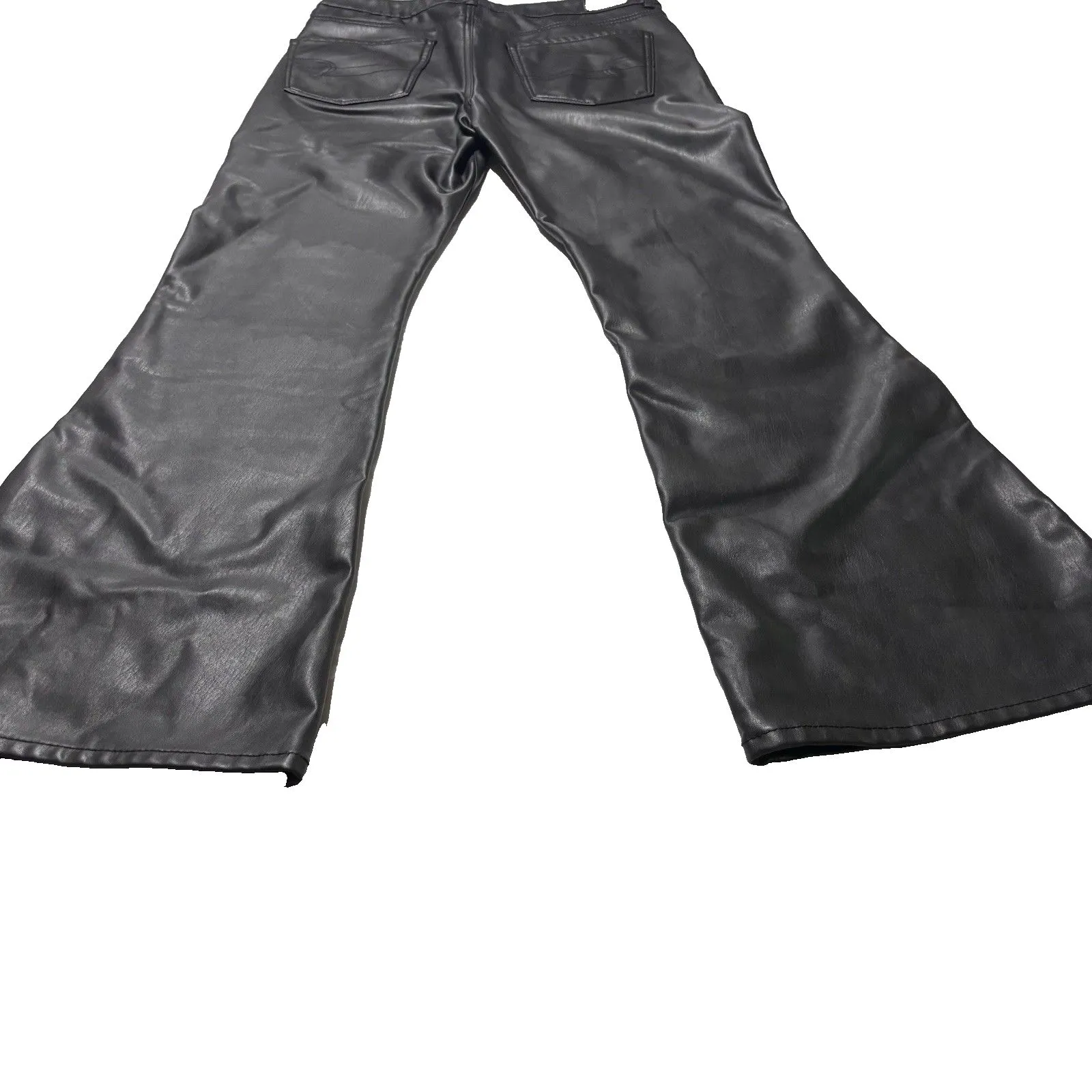 American Eagle Stretch Faux Leather High Waisted Flare Pants Size 14 Long - Image 5