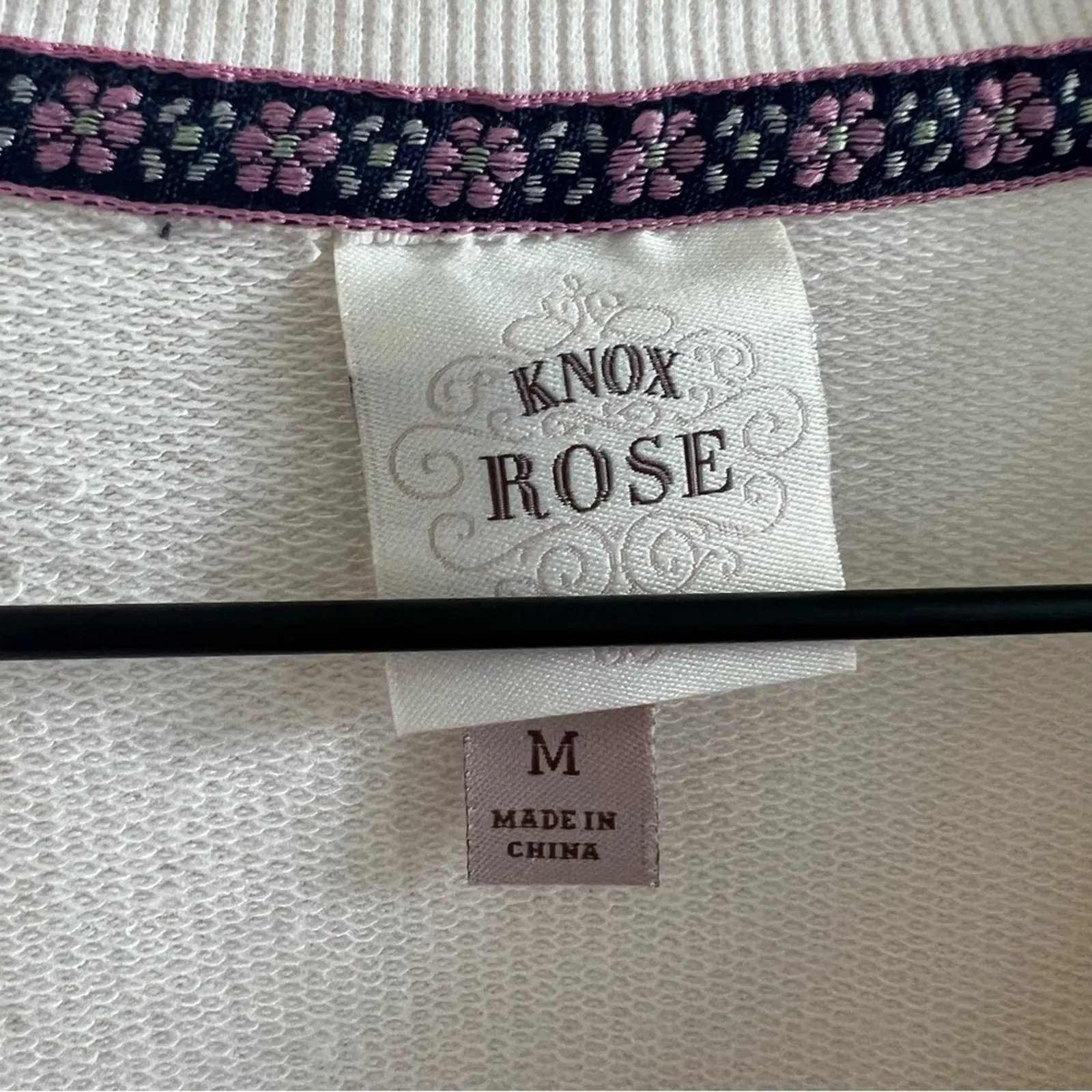 Knox Rose Cream Boho Button Lace Sweatshirt Long Sleeve Medium - Image 3