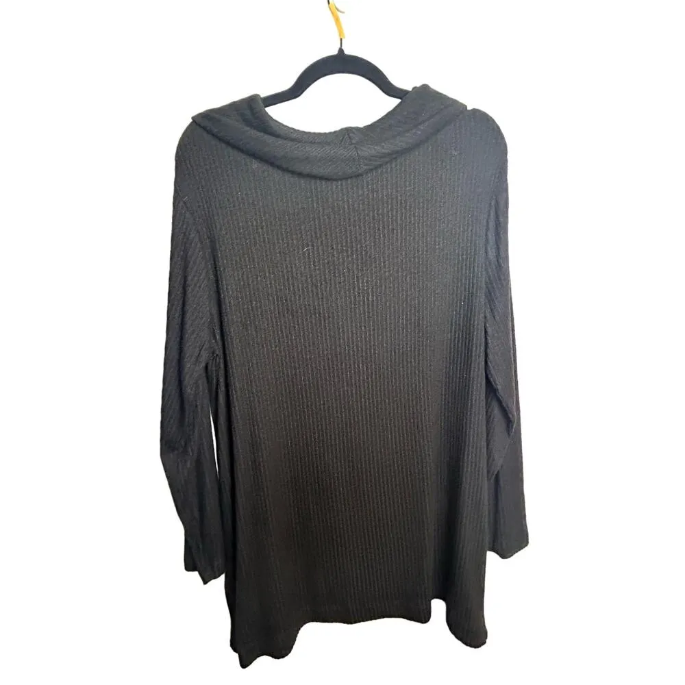 Chico’s Zenergy Size 2 US 12-14 Black Boatneck Ribbed Tunic Sweater - Image 2