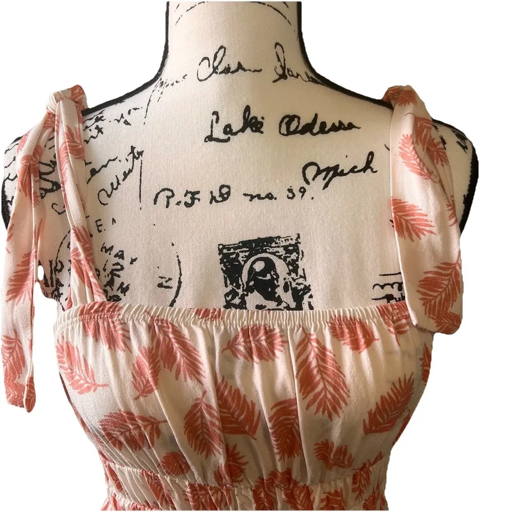 Lazy Sundays Anthropologie Feathers ‎ Pink Cream Adjustable Straps Smock Top S - Image 2