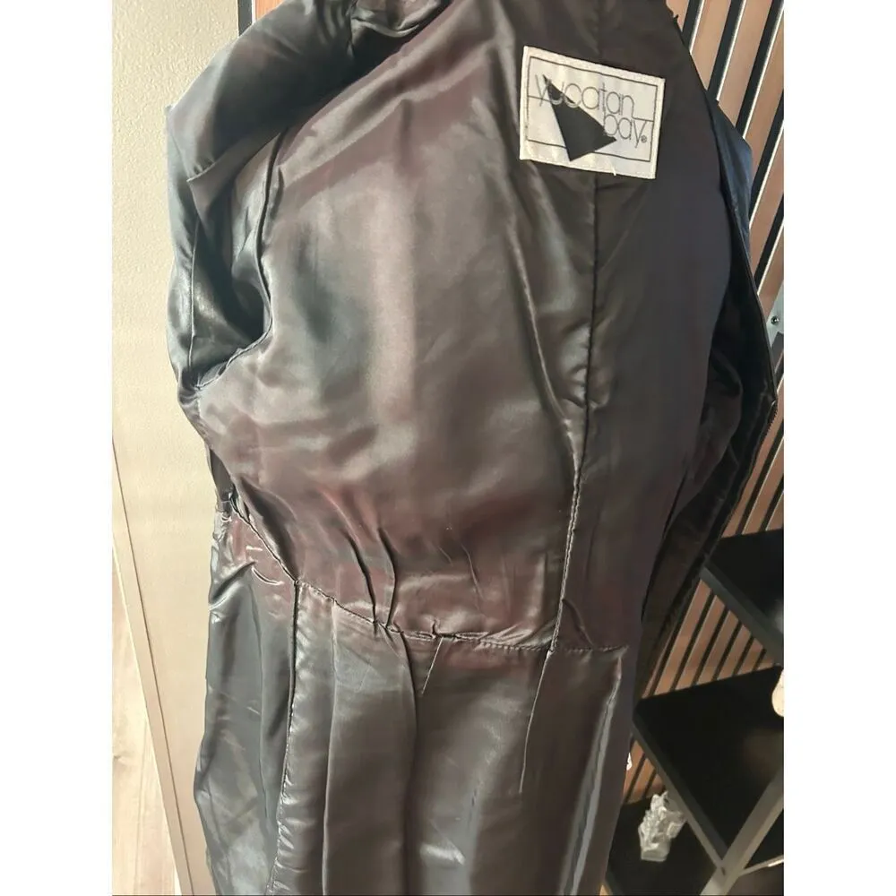 Yucatán bay black leather dress vintage size 8 long sleeve from fitting stylish - Image 6