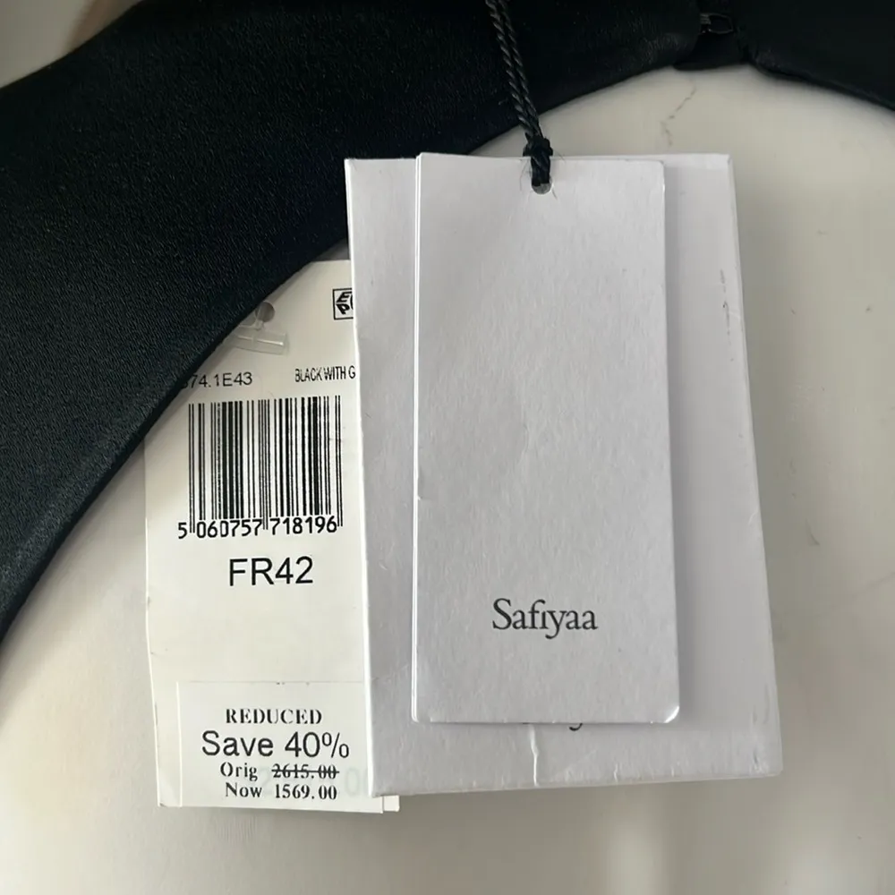 Safiyaa BLACK Cutout Beaded Belt Gown with Gun Metal, Size FR42 US10 NWT $2,615 - Image 14