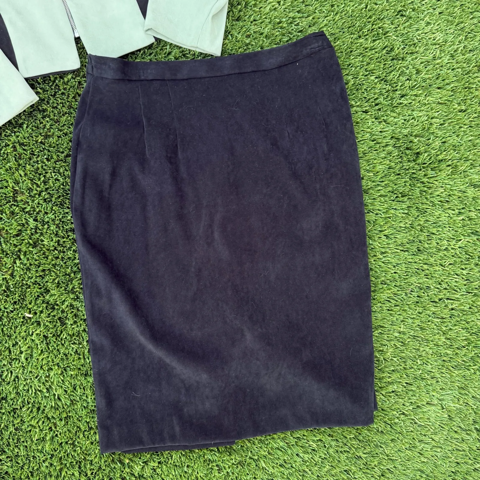 Amanda Smith Y2K 8petite Color Block faux Suede Black & Green Blazer Suit Set Size 8P - Image 4