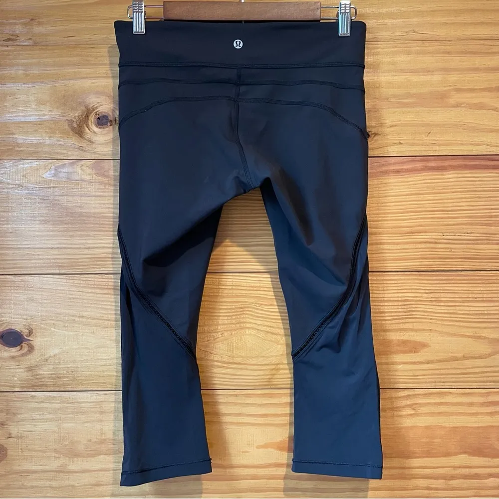 Black Cut Out Mid Rise Crop 19” Activewear Workout Leggings 6 - Image 2