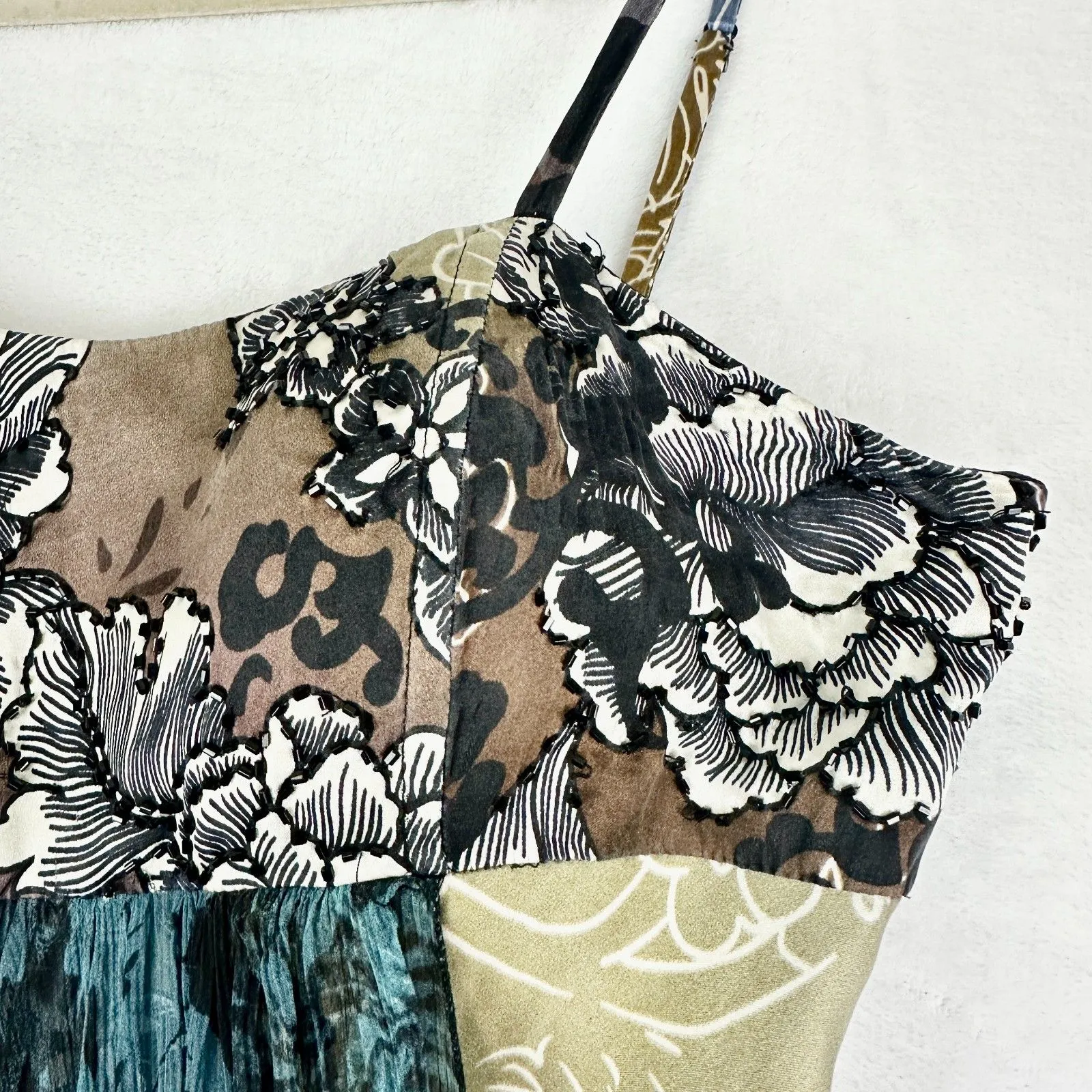 Vintage Alberto Makali Silk Babydoll Bubble Hem Dress Size 4 Y2K Fairy Forest - Image 7