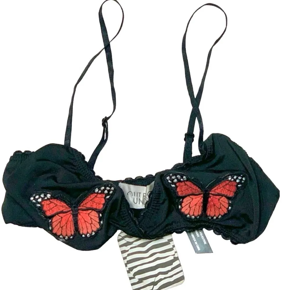 Urban Outfitters Out From Under Red Butterfly Appliqué Bra Bralette Small NEW - Image 7