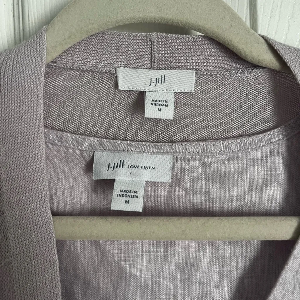 J. Jill Love Linen Dress Cardigan set in Lilac size medium Purple - Image 3