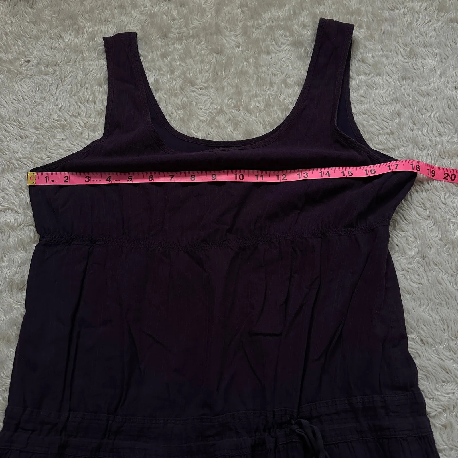 Theory M Eggplant Purple 100% Cotton Womens Midi Dress Fairy Grunge Whimsigoth - Image 6