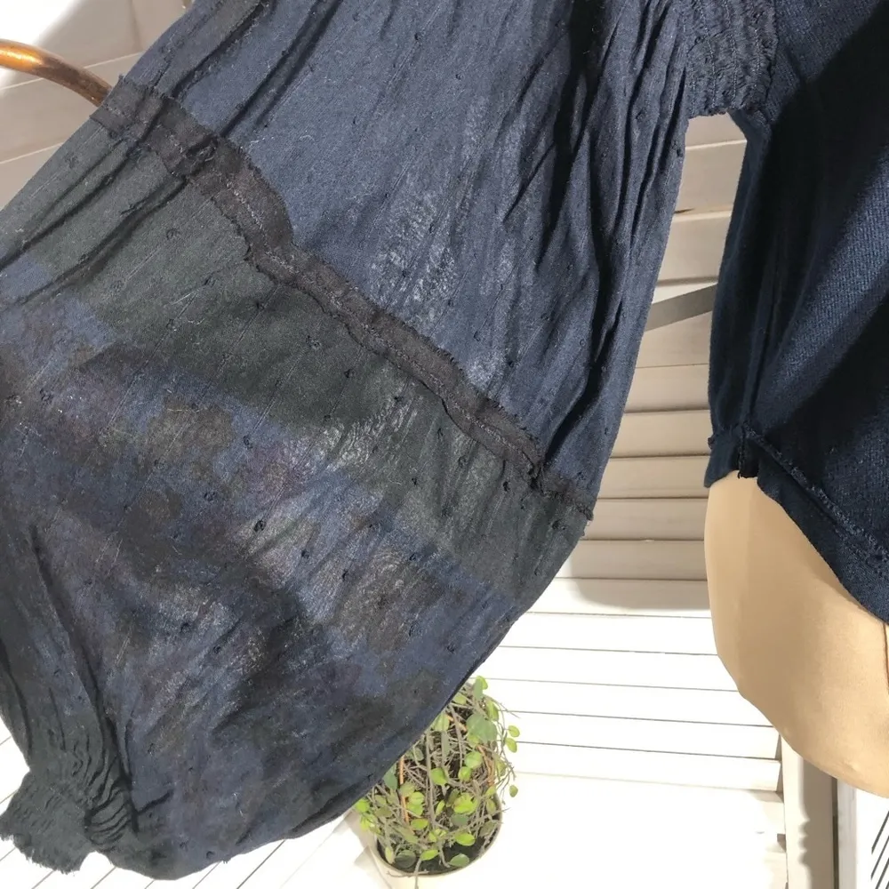 Free People Blue Cotton Balloon Long Sleeve Top XS - Image 7