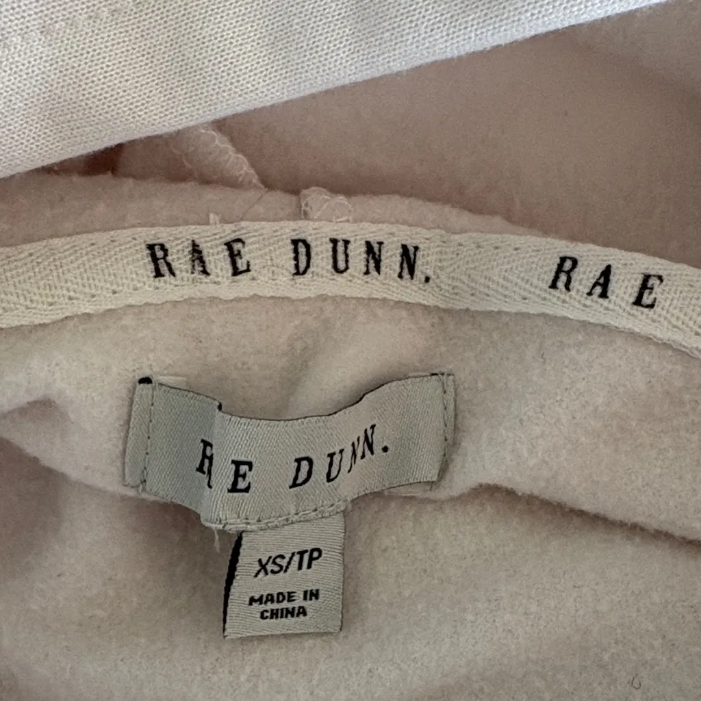 Rae Dunn Cream Hoodie Purple Sequins Size XS Wine Time - Image 4