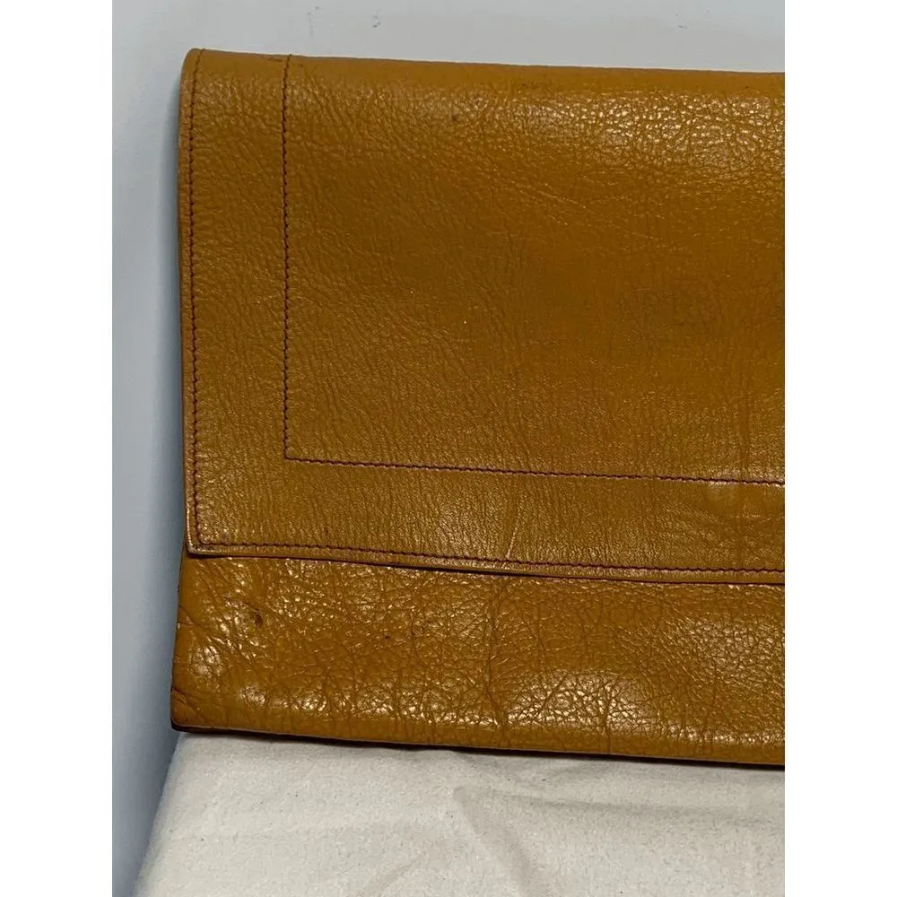 Vintage Leather Camel Color 4 Pocket 12x8" Clutch Purse Tan - Image 8