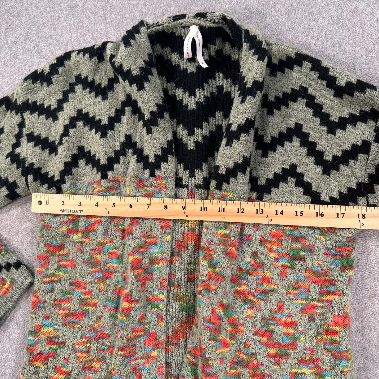 Dreamers By Debut Aztec Cardigan Sweater Size X-Small Open Front Green Multicolo - Image 6