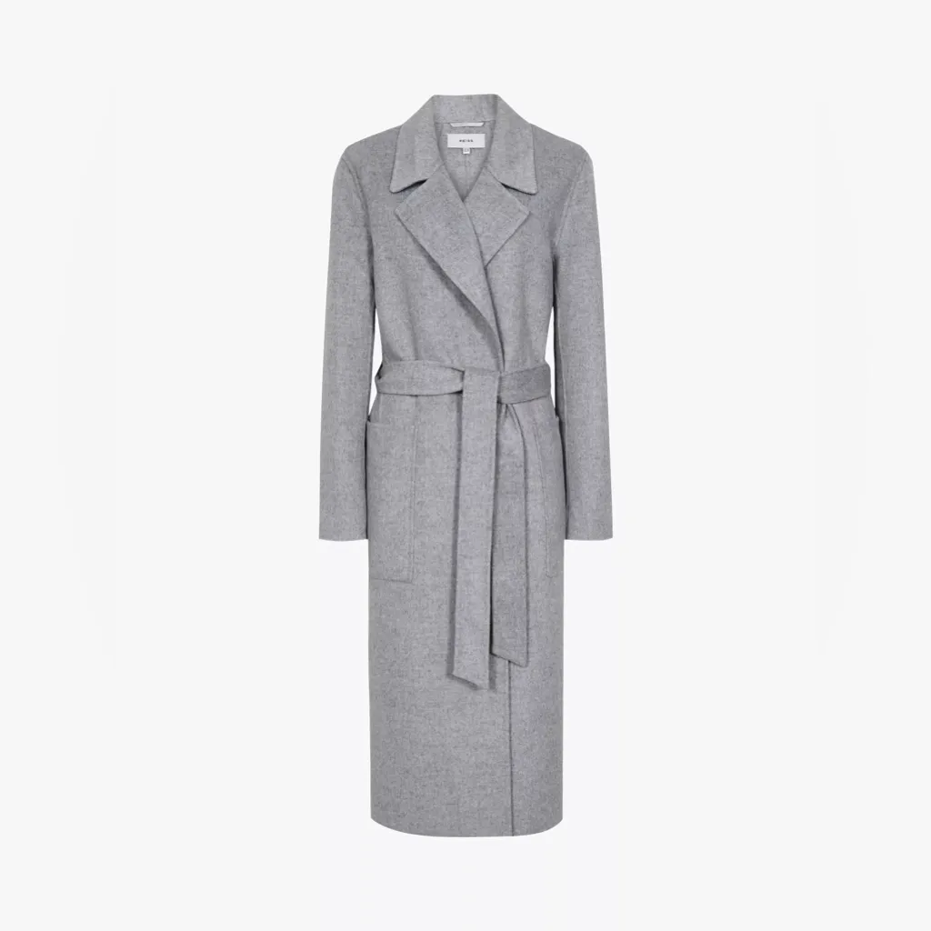 Reiss Millie Wool Blend Longline Overcoat, Grey, Size 6 - Image 2