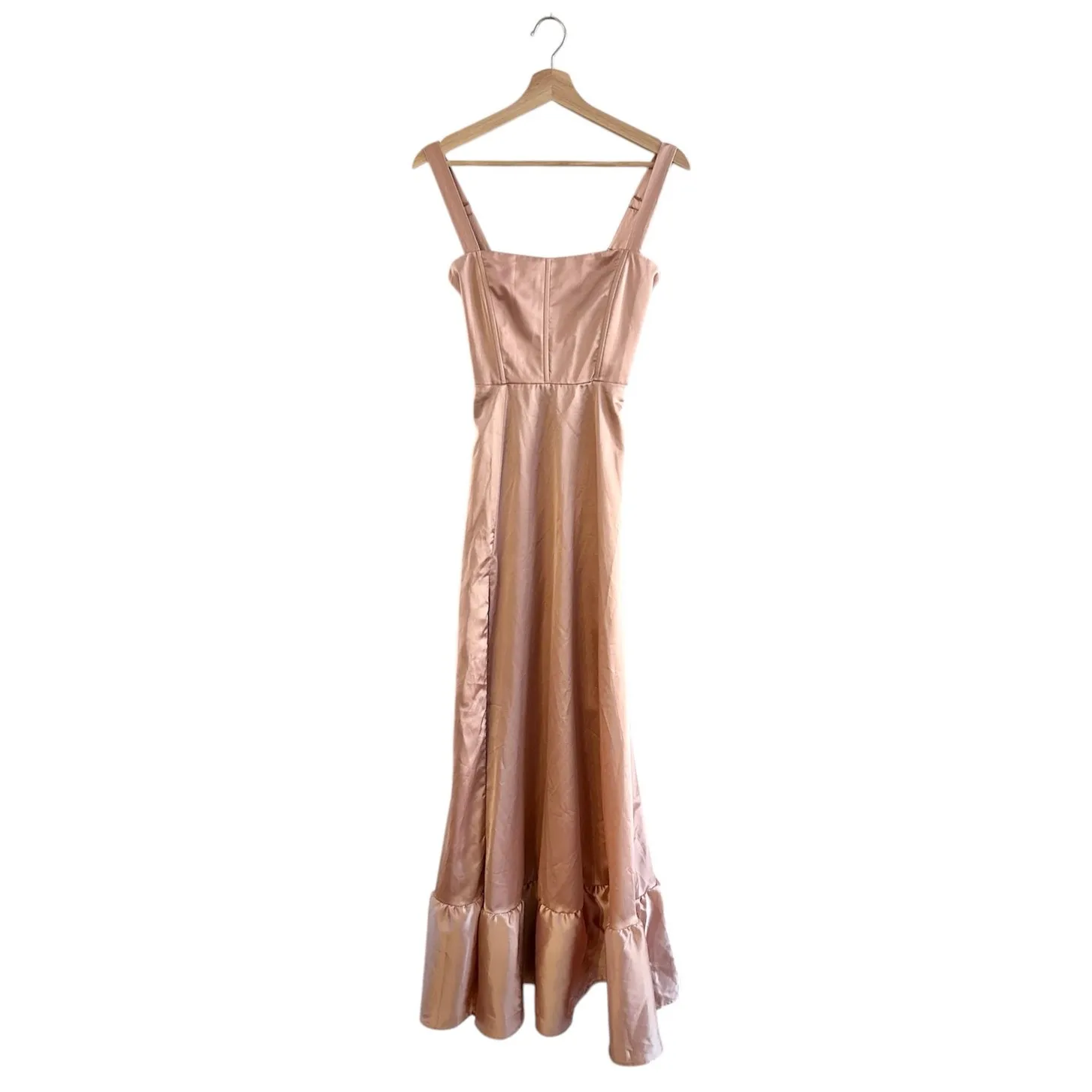 Show Me Your Mumu Clarissa Corset Dress in Rose Gold Luxe Satin XS - Image 3